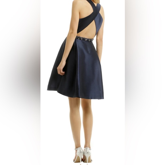 MONIQUE LHUILLIER We Belong Together fit & flare cocktail dress Navy Blue Size 6 - Picture 5 of 10
